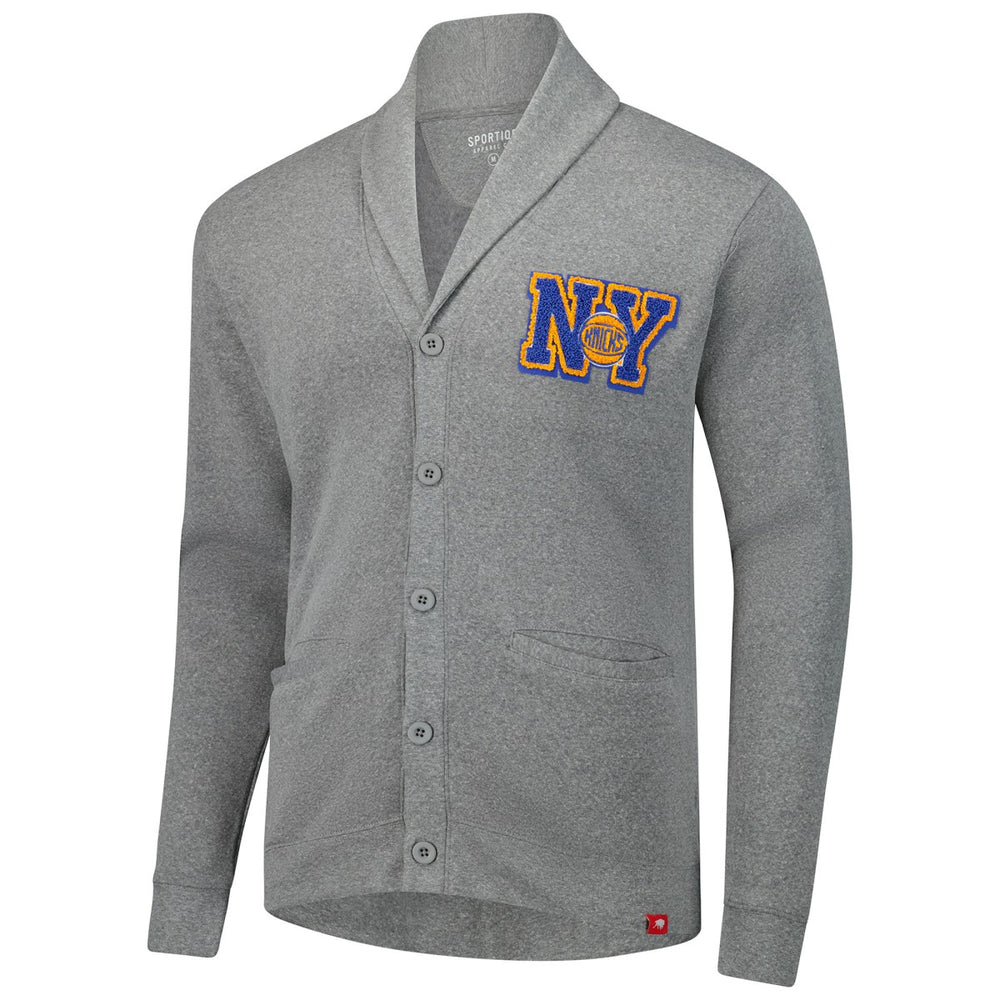 Heather Gray New York Knicks Sportiqe Unisex Henshaw Full-Button Cardigan Sweater | NBA