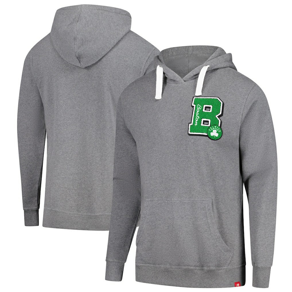 Heather Gray Boston Celtics Sportiqe Unisex Varsity Collection Blake Pullover Hoodie | NBA