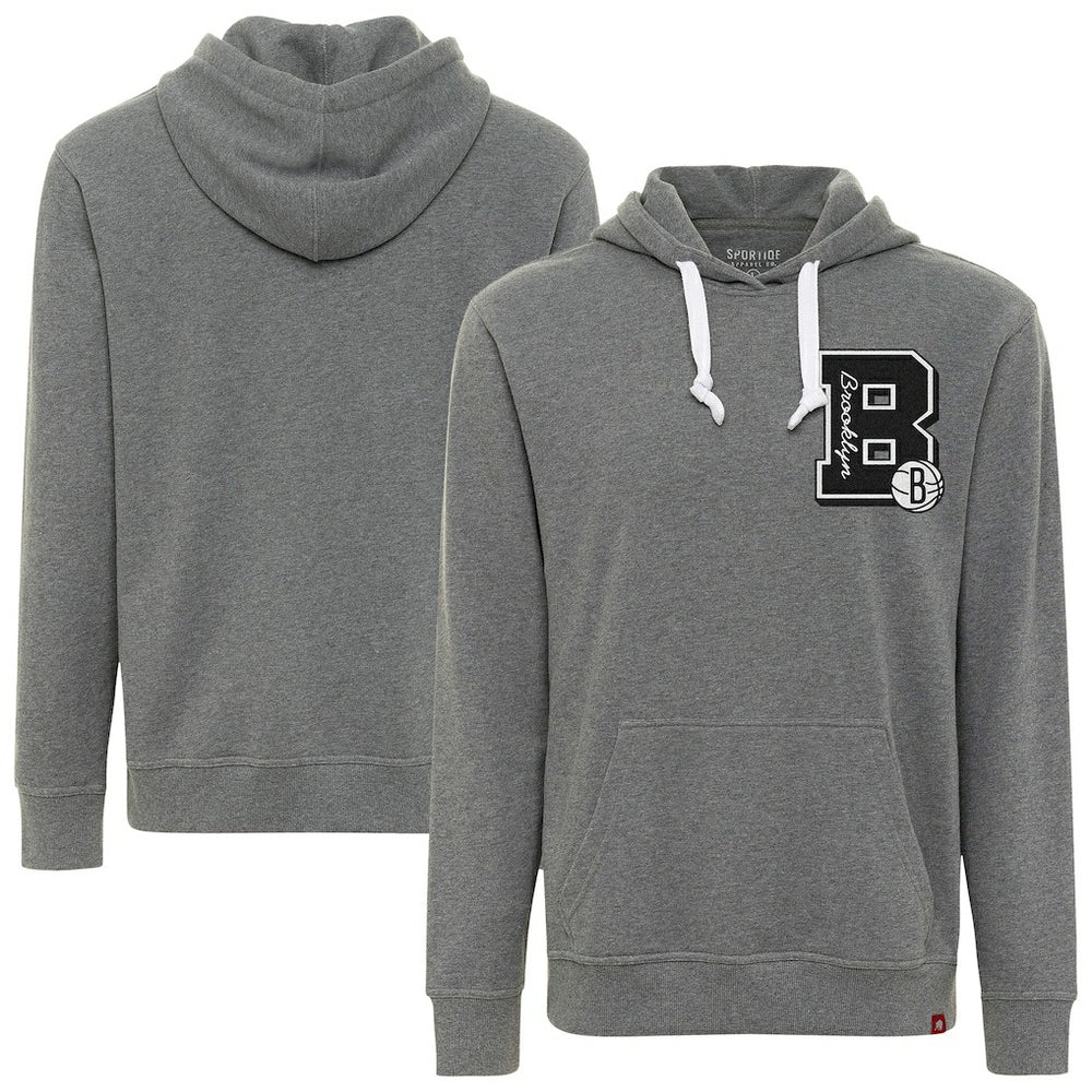 Heather Gray Brooklyn Nets Sportiqe Unisex Varsity Collection Blake Pullover Hoodie | NBA