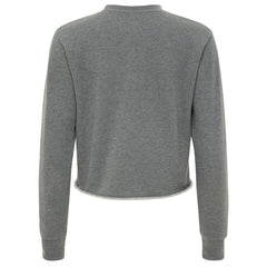 Heather Gray New York Knicks Sportiqe Women's Varsity Collection Kacey Cropped Pullover Sweatshirt | NBA