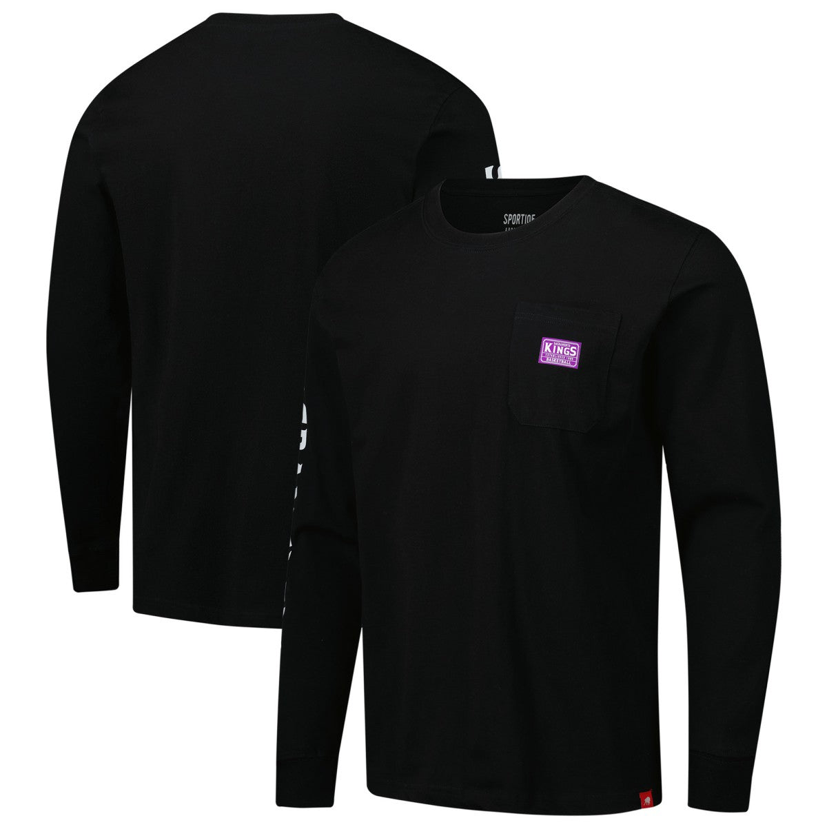 Black Sacramento Kings Sportiqe Unisex Wales Heavyweight Pocket Long Sleeve T-Shirt | NBA