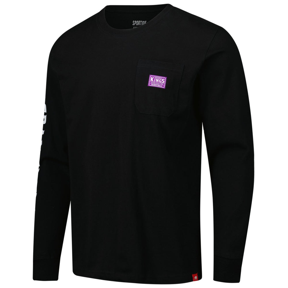 Black Sacramento Kings Sportiqe Unisex Wales Heavyweight Pocket Long Sleeve T-Shirt | NBA