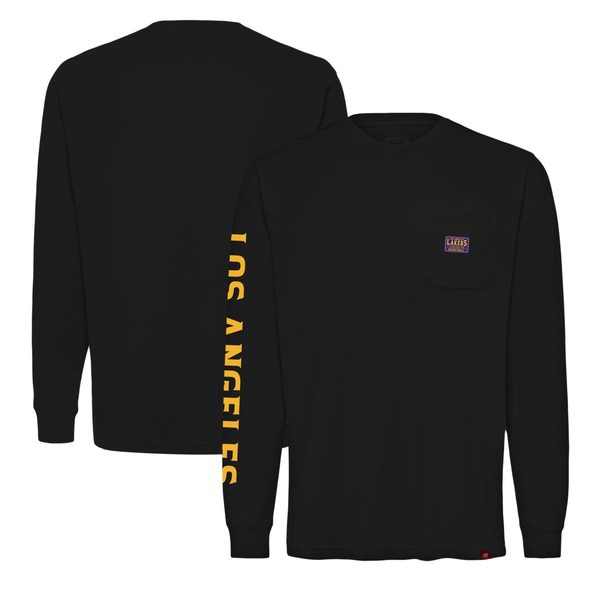 Black Los Angeles Lakers Sportiqe Unisex Wales Heavyweight Pocket Long Sleeve T-Shirt | NBA