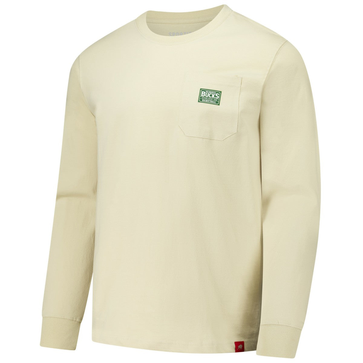 Cream Milwaukee Bucks Sportiqe Unisex Wales Heavyweight Pocket Long Sleeve T-Shirt | NBA