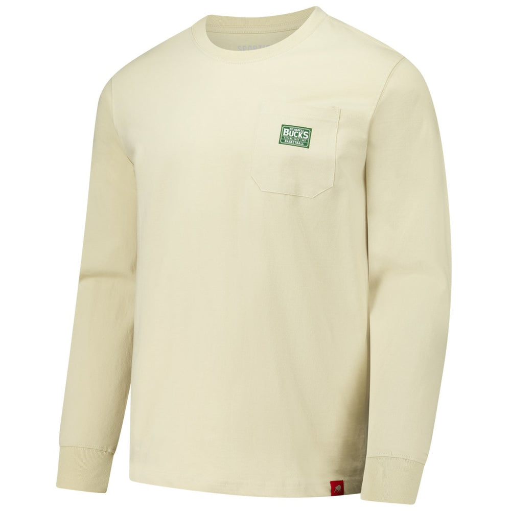Cream Milwaukee Bucks Sportiqe Unisex Wales Heavyweight Pocket Long Sleeve T-Shirt | NBA