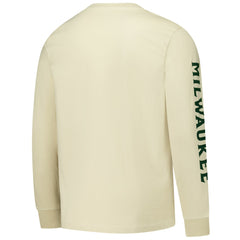 Cream Milwaukee Bucks Sportiqe Unisex Wales Heavyweight Pocket Long Sleeve T-Shirt | NBA