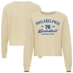 Cream Philadelphia 76ers Sportiqe Unisex High Country Collection Cullen Waffle Knit Long Sleeve T-Shirt | NBA