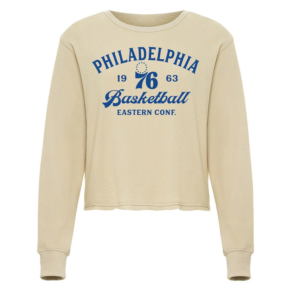 Cream Philadelphia 76ers Sportiqe Unisex High Country Collection Cullen Waffle Knit Long Sleeve T-Shirt | NBA