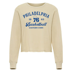 Cream Philadelphia 76ers Sportiqe Unisex High Country Collection Cullen Waffle Knit Long Sleeve T-Shirt | NBA