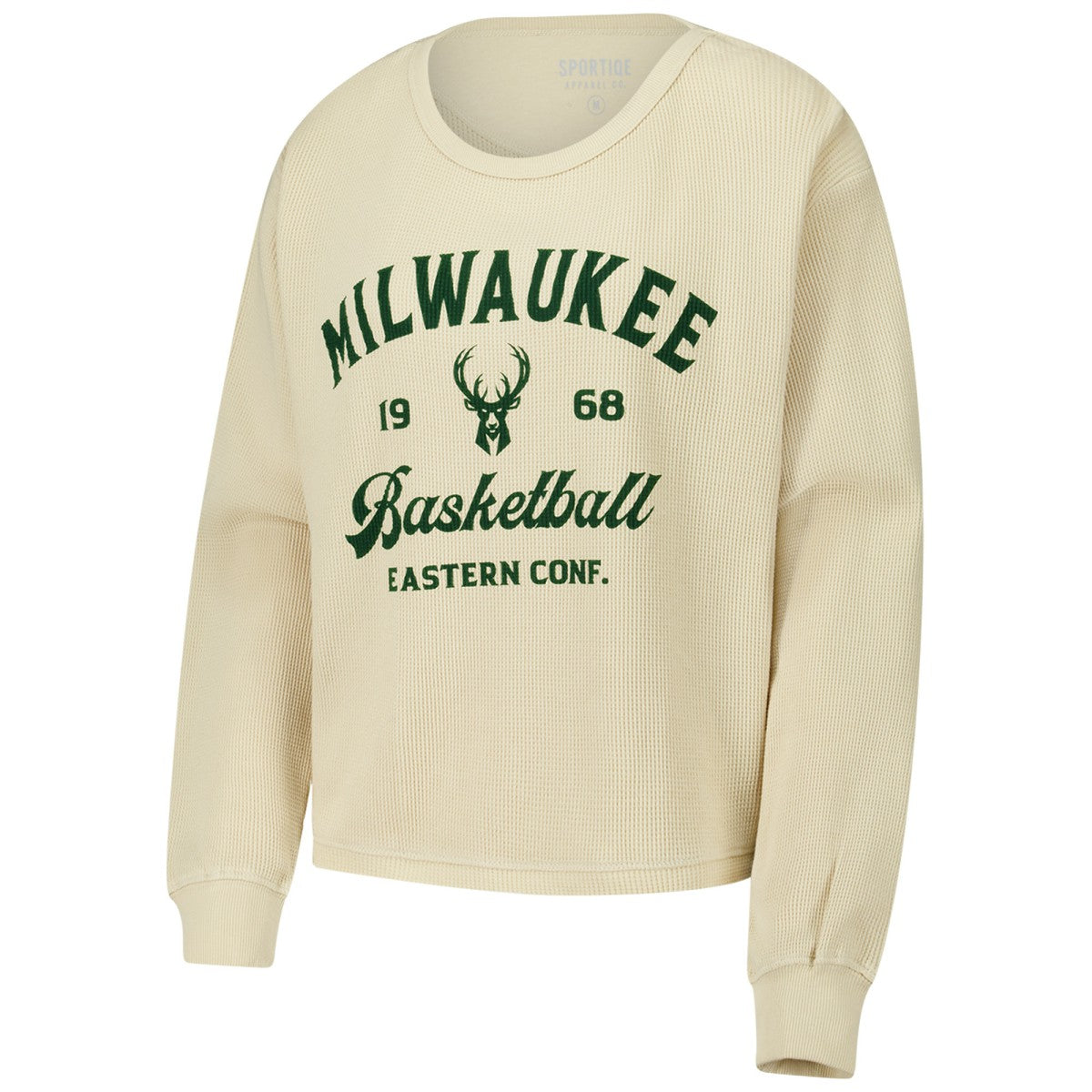 Cream Milwaukee Bucks Sportiqe Unisex High Country Collection Cullen Waffle Knit Long Sleeve T-Shirt | NBA