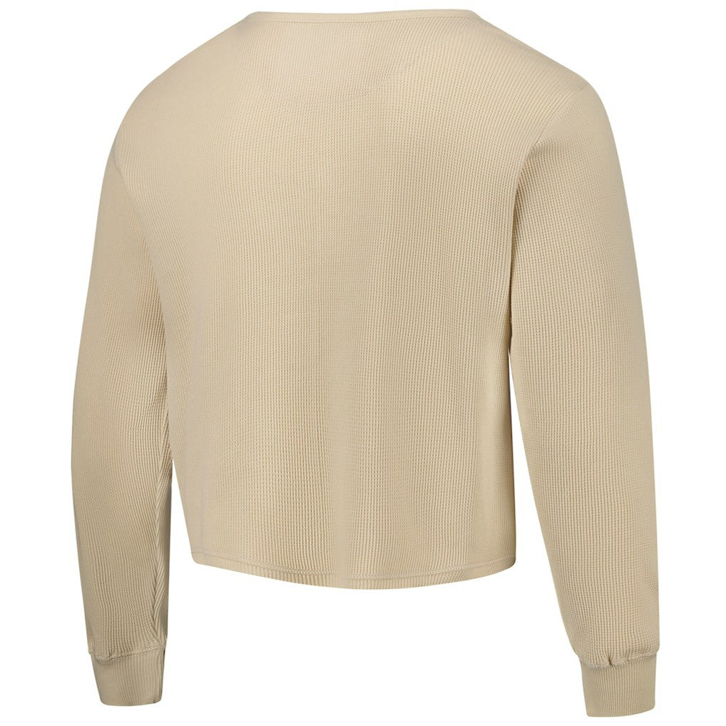 Cream Golden State Warriors Sportiqe Unisex High Country Collection Cullen Cropped Waffle Knit Long Sleeve T-Shirt sale | NBA