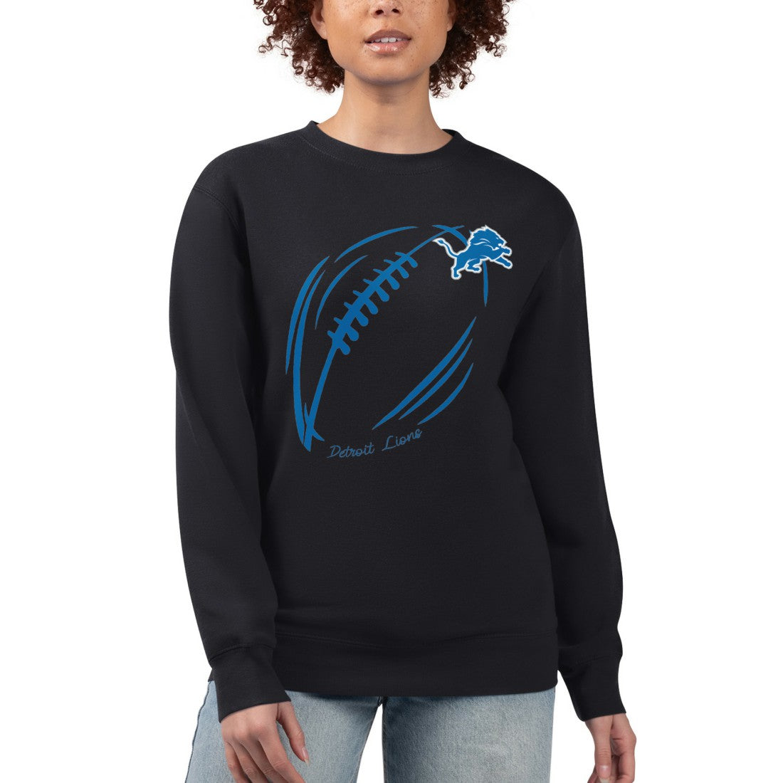 Detroit Lions G-III 4Her by Carl Banks Women's Football Logo Graphic Fleece Tri-Blend Pullover Sweatshirt | NFL New