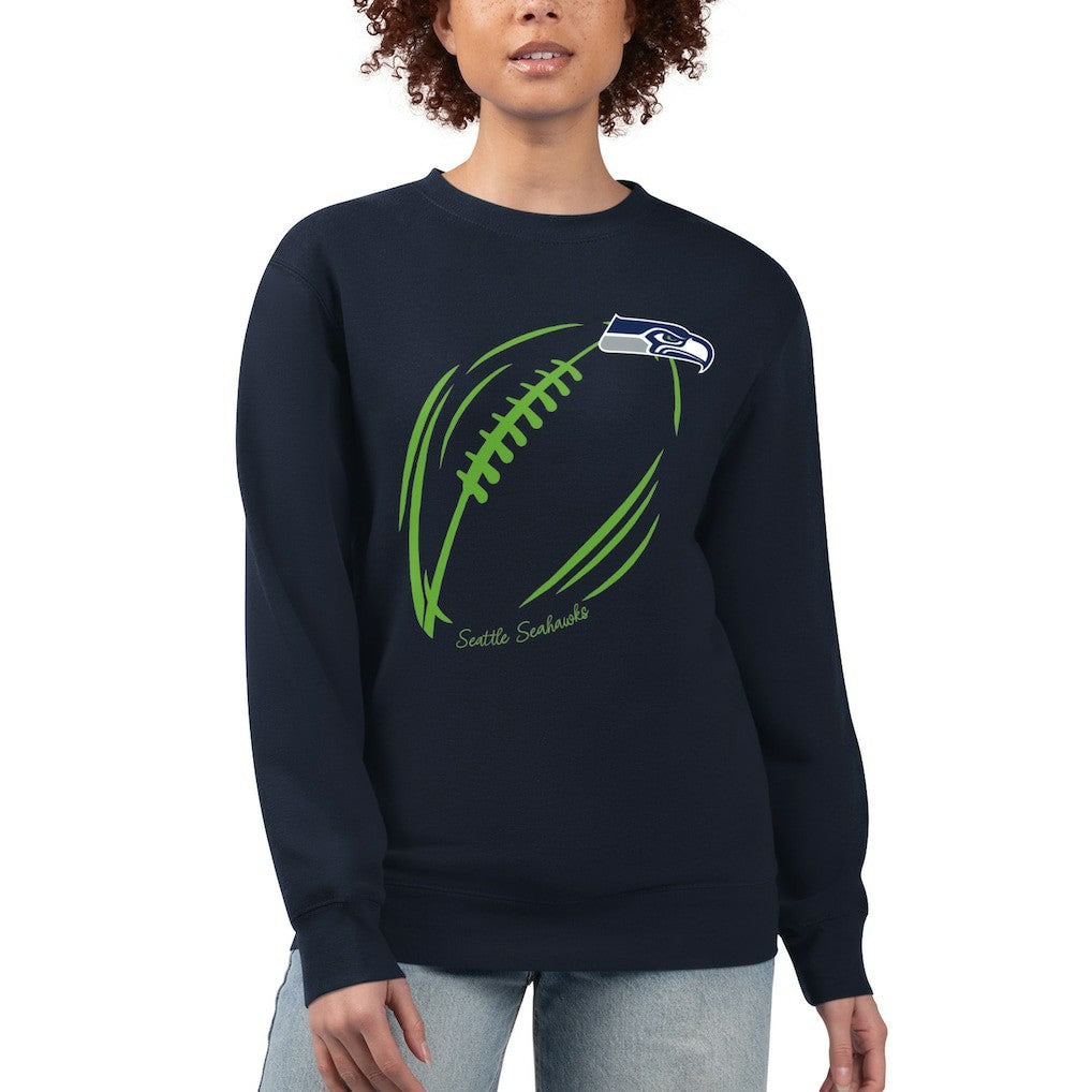 Seattle Seahawks G-III 4Her by Carl Banks Women's Football Logo Graphic Fleece Tri-Blend Pullover Sweatshirt | NFL Sale