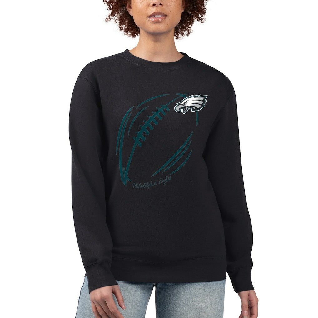 Philadelphia Eagles G-III 4Her by Carl Banks Women's Football Logo Graphic Fleece Tri-Blend Pullover Sweatshirt | NFL New