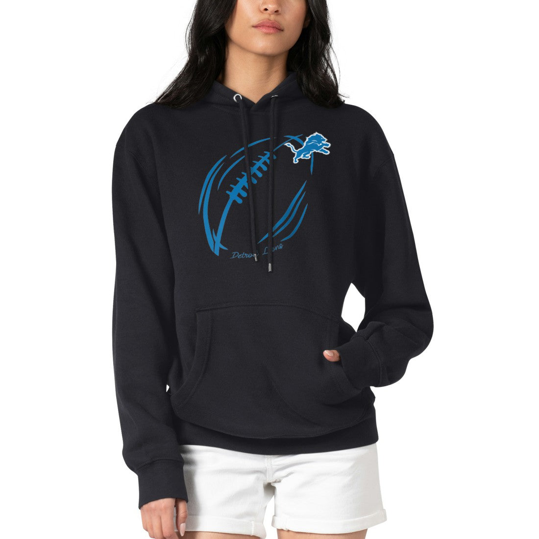 Detroit Lions G-III 4Her by Carl Banks Women's Football Logo Fleece Tri-Blend Pullover Hoodie | NFL New