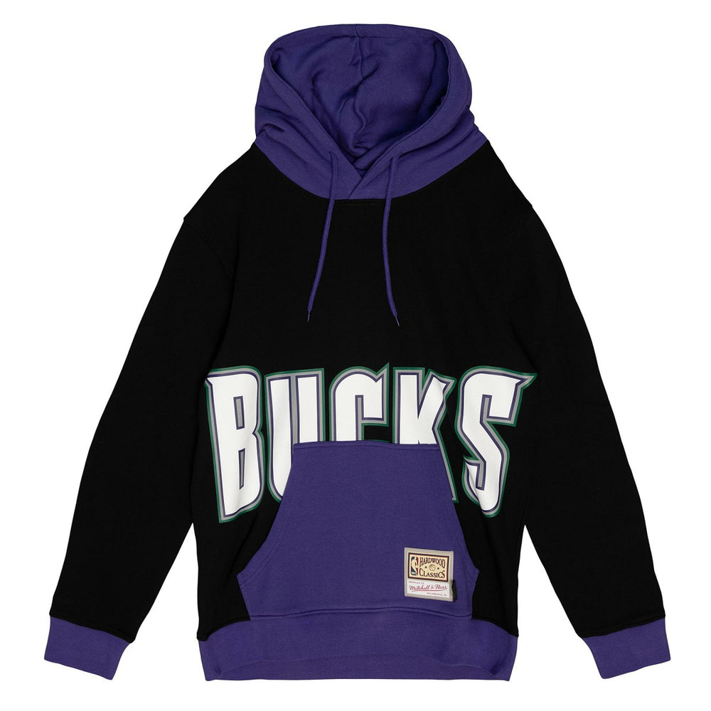 Black Milwaukee Bucks Hardwood Classics Big Face 5.0 Pullover Hoodie | NBA