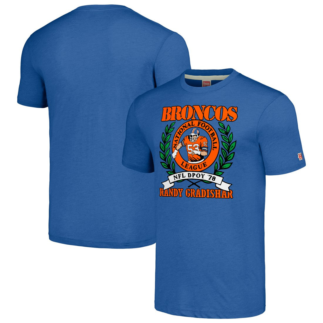 Denver Broncos Randy Gradishar  Homage Unisex Caricature Retired Player Tri-Blend T-Shirt | NFL US