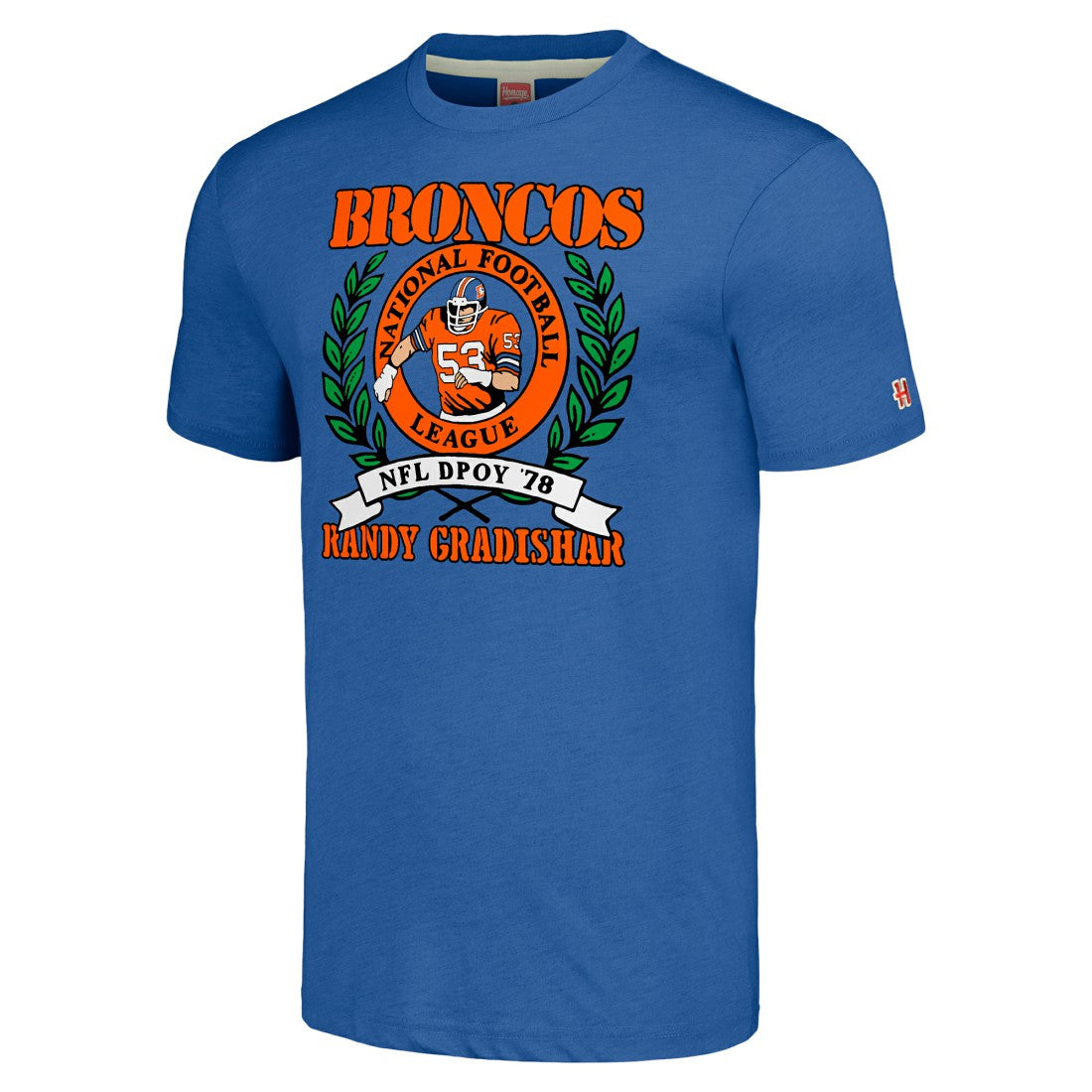 Denver Broncos Randy Gradishar  Homage Unisex Caricature Retired Player Tri-Blend T-Shirt | NFL US