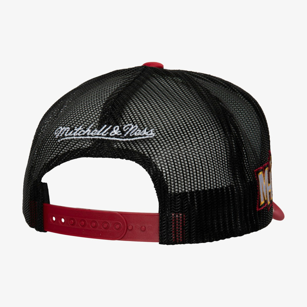 White Miami Heat Hardwood Classics Blocker Foam Front Trucker Adjustable Hat | NBA