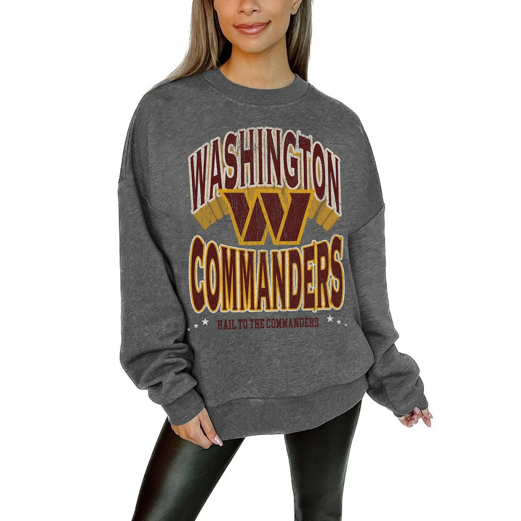 Washington Commanders Gameday Couture Women's Oversized Long Weekend Premium Fleece Drop Shoulder Pullover Sweatshirt | NFL Online