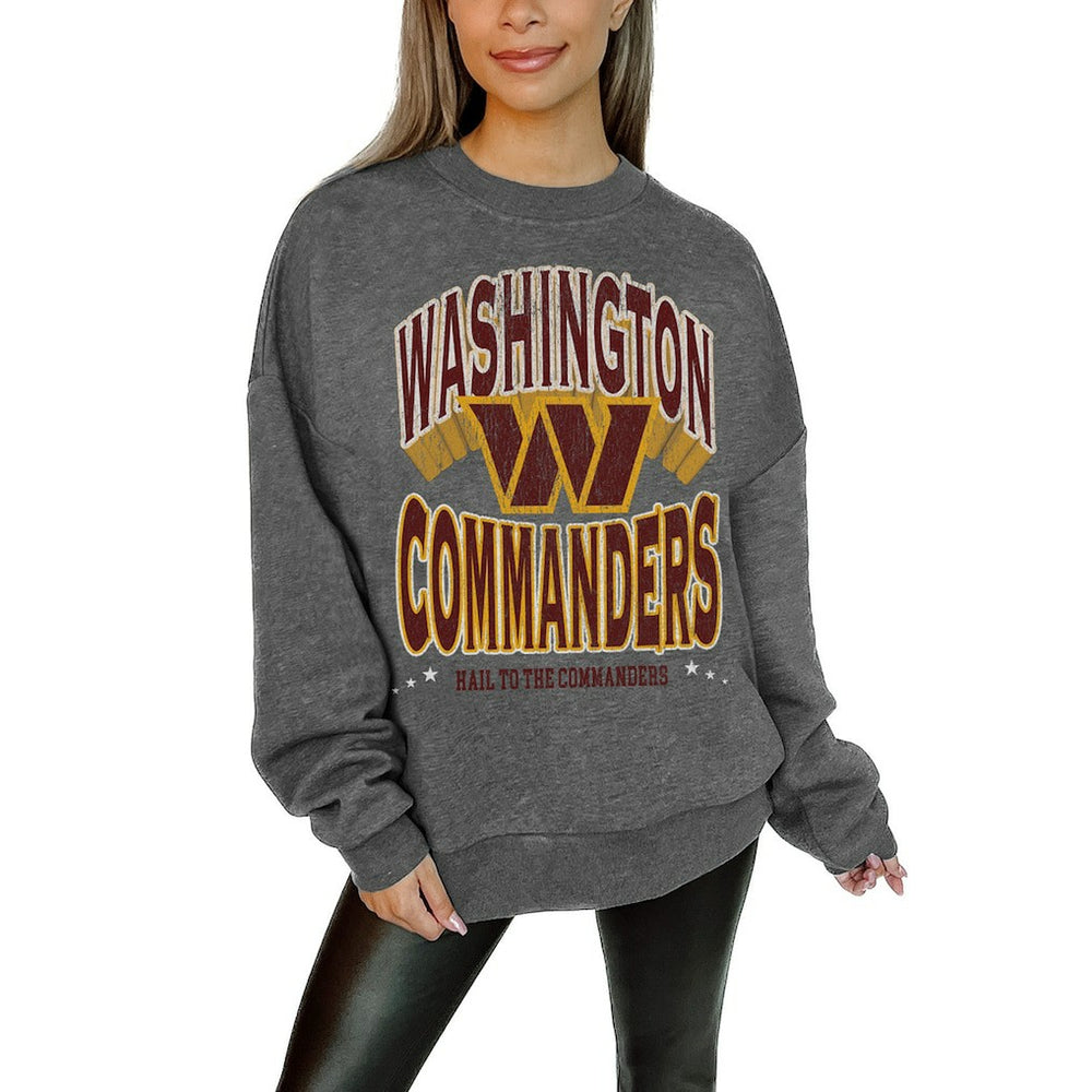 Washington Commanders Gameday Couture Women's Oversized Long Weekend Premium Fleece Drop Shoulder Pullover Sweatshirt | NFL Online