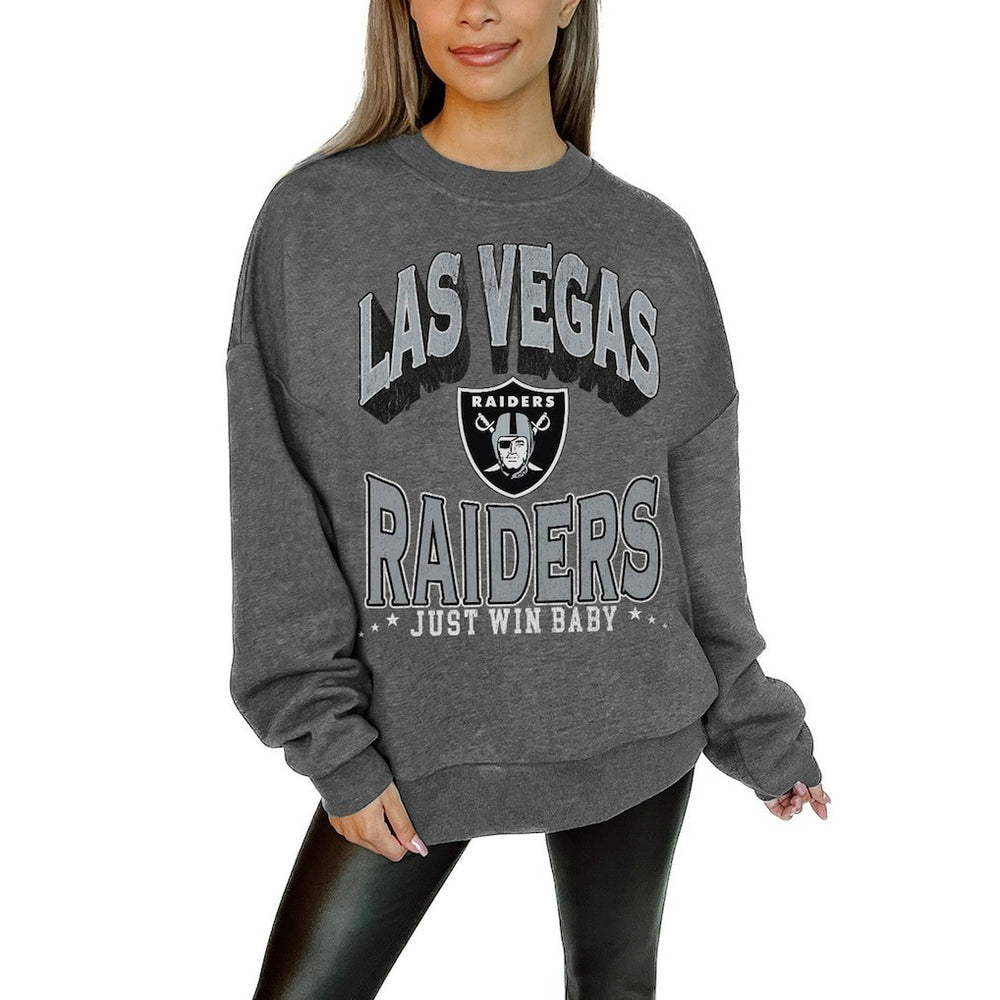 Las Vegas Raiders Gameday Couture Women's Oversized Long Weekend Premium Fleece Drop Shoulder Pullover Sweatshirt | NFL Outlet