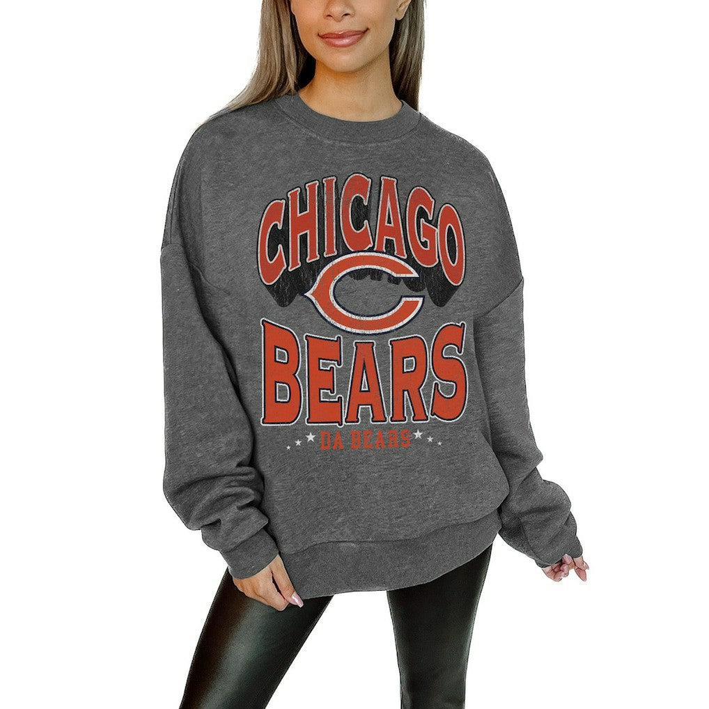 Chicago Bears Gameday Couture Women's Oversized Long Weekend Premium Fleece Drop Shoulder Pullover Sweatshirt | NFL Outlet