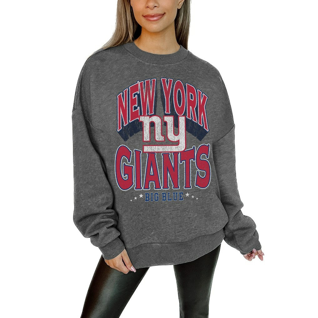 New York Giants Gameday Couture Women's Oversized Long Weekend Premium Fleece Drop Shoulder Pullover Sweatshirt | NFL Near me