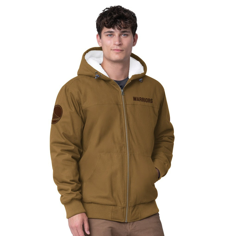 Tan Golden State Warriors G-III Sports by Carl Banks Build Up Heavy Duck Canvas Full-Zip Hoodie sale | NBA