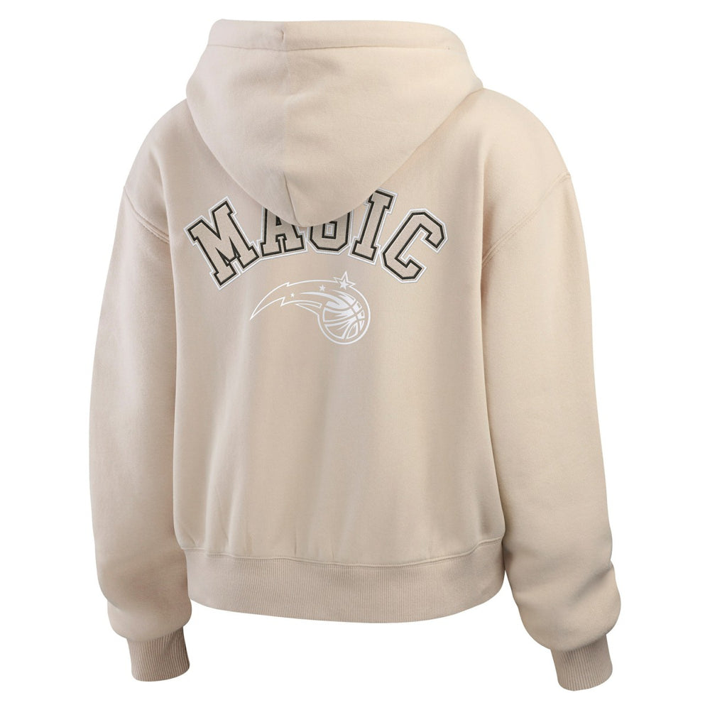 Tan Orlando Magic WEAR by Erin Andrews Women's Tonal Felt Patch Full-Zip Hoodie | NBA