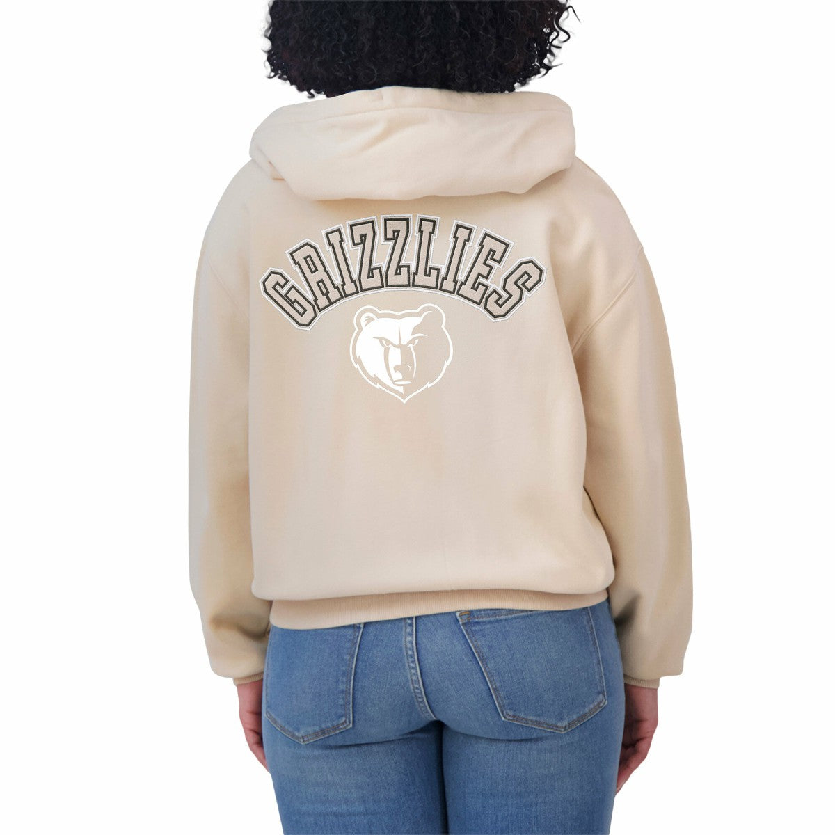 Cream Memphis Grizzlies WEAR by Erin Andrews Women's Plus Size Tonal Felt Patch Full-Zip Hoodie | NBA