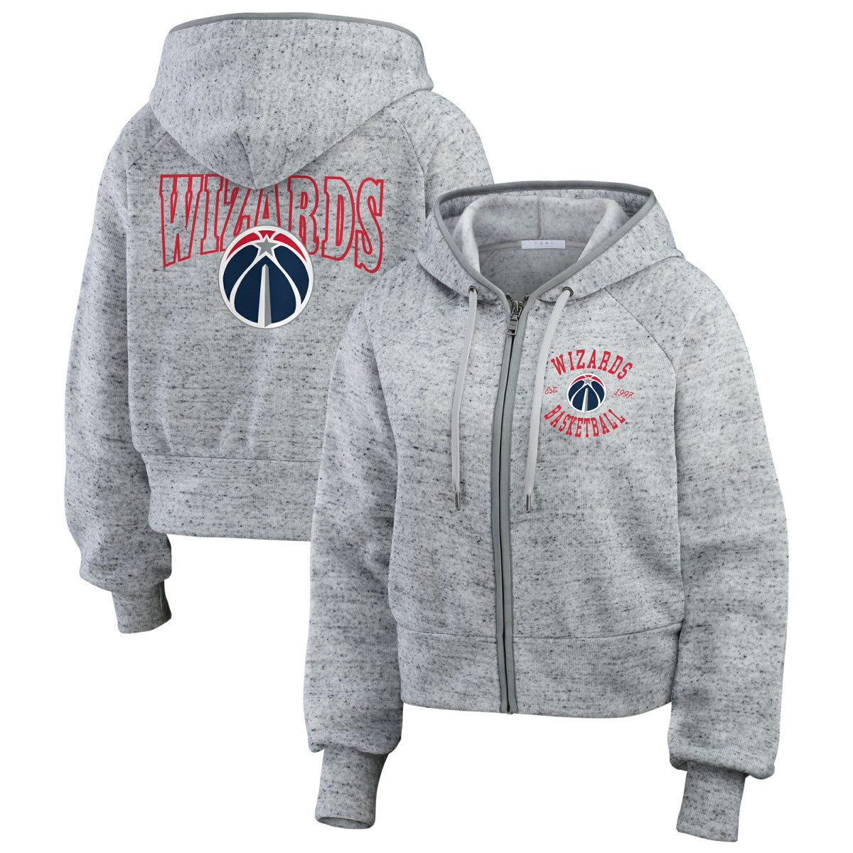 Heather Gray Washington Wizards WEAR by Erin Andrews Women's Speckled Radiator Full-Zip Hoodie | NBA