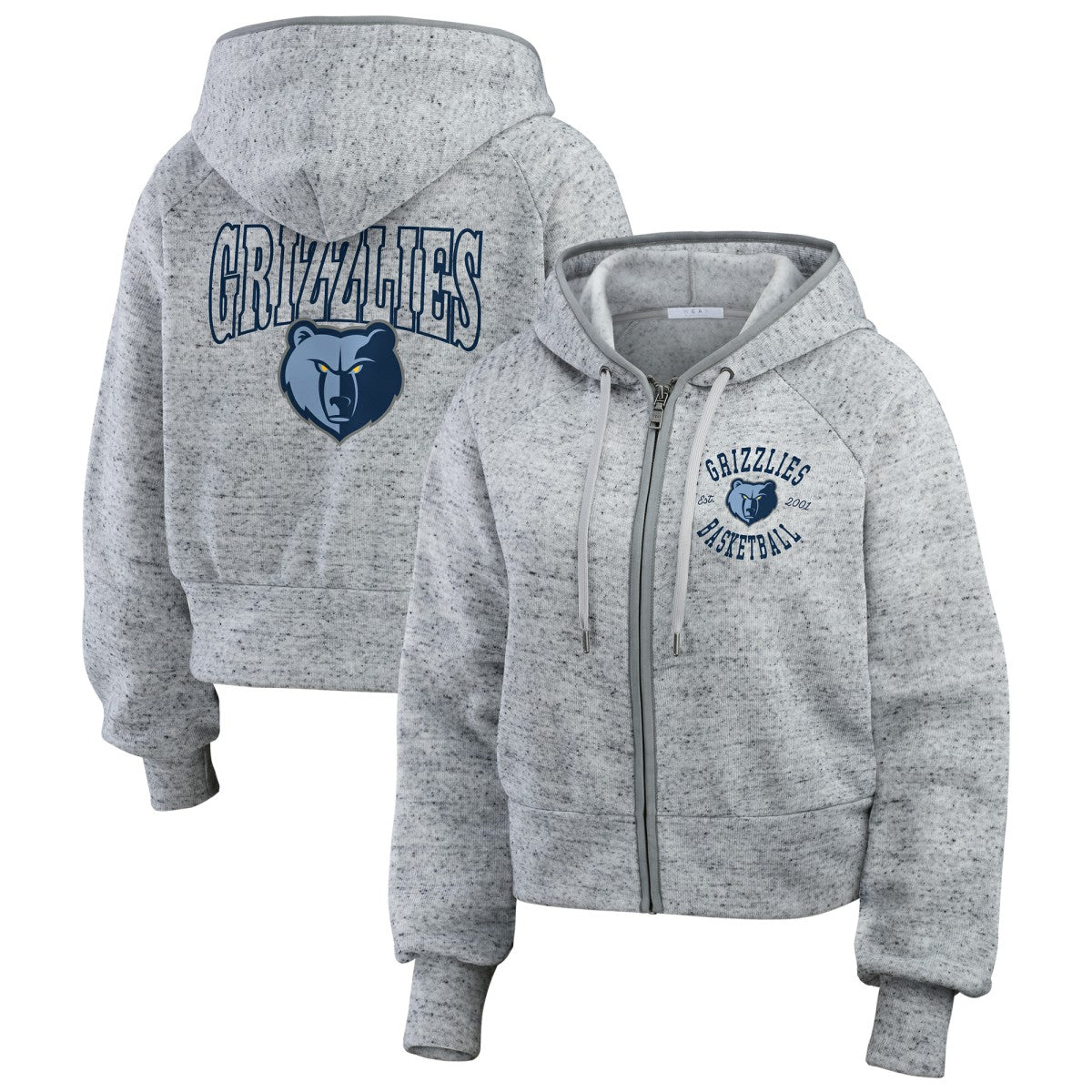 Heather Gray Memphis Grizzlies WEAR by Erin Andrews Women's Speckled Radiator Full-Zip Hoodie | NBA