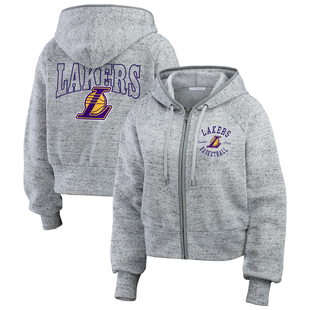 Heather Gray Los Angeles Lakers WEAR by Erin Andrews Women's Speckled Radiator Full-Zip Hoodie | NBA