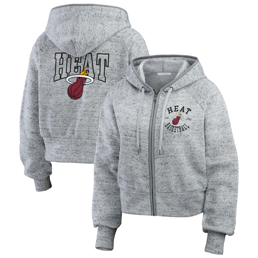 Heather Gray Miami Heat WEAR by Erin Andrews Women's Speckled Radiator Full-Zip Hoodie | NBA