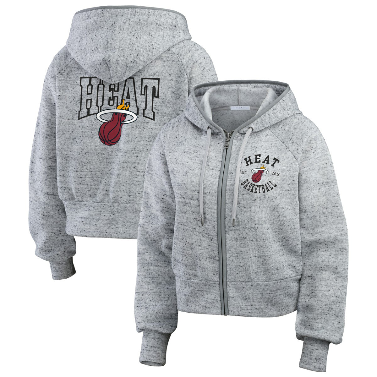 Heather Gray Miami Heat WEAR by Erin Andrews Women's Speckled Radiator Full-Zip Hoodie | NBA