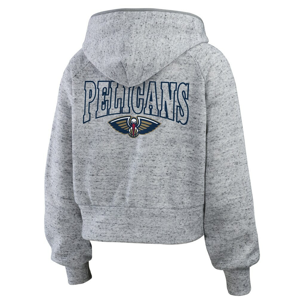 Heather Gray New Orleans Pelicans WEAR by Erin Andrews Women's Speckled Radiator Full-Zip Hoodie | NBA