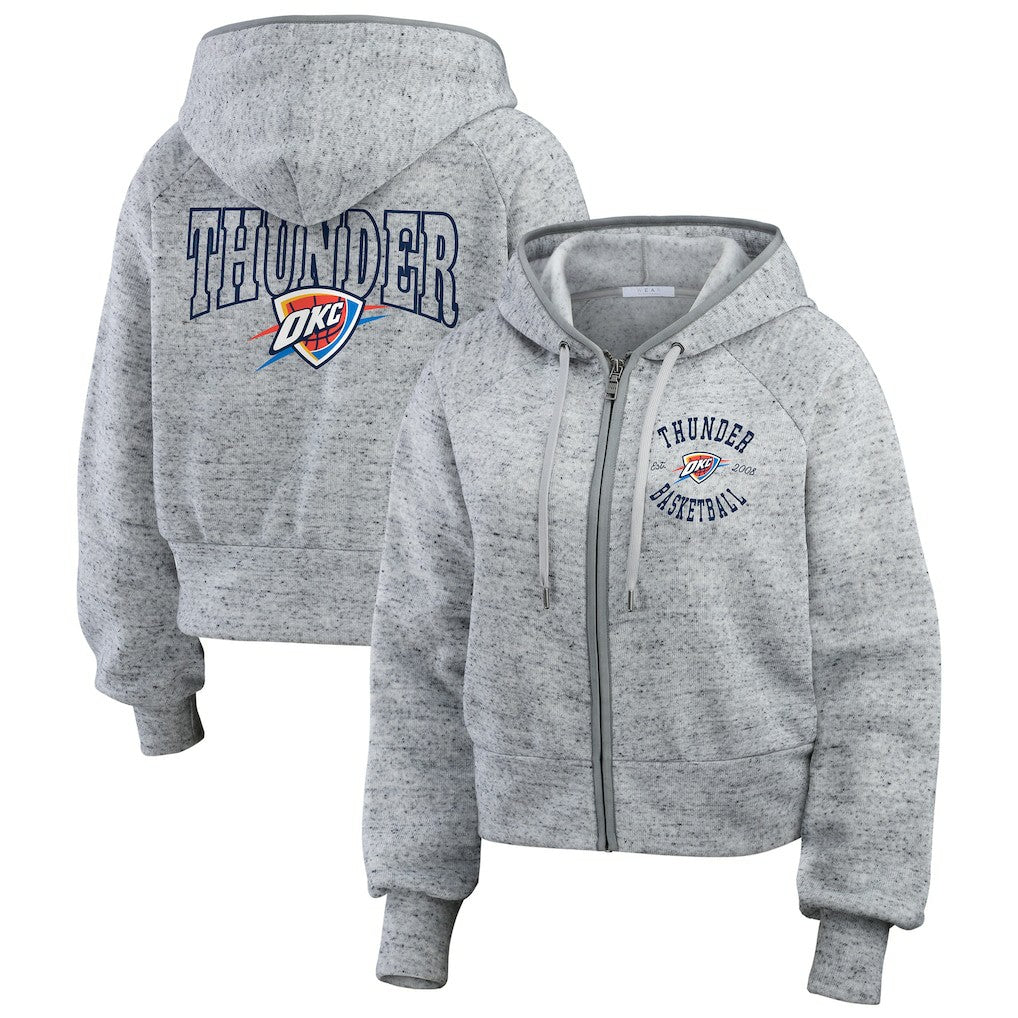 Heather Gray Oklahoma City Thunder WEAR by Erin Andrews Women's Speckled Radiator Full-Zip Hoodie | NBA