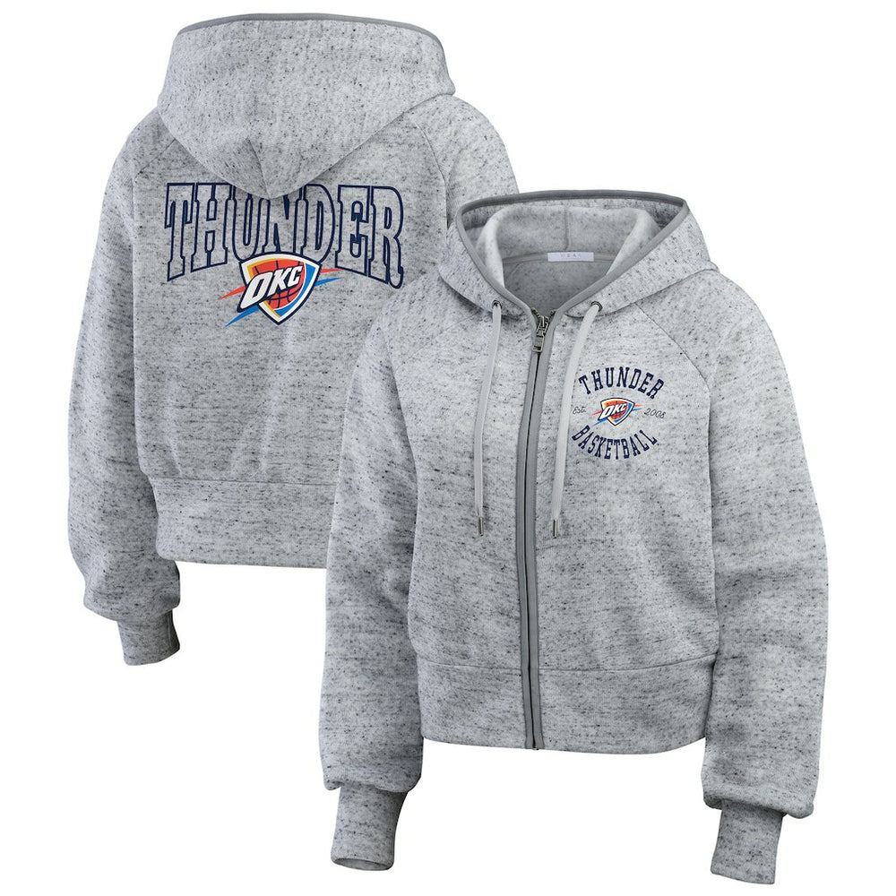 Heather Gray Oklahoma City Thunder WEAR by Erin Andrews Women's Speckled Radiator Full-Zip Hoodie | NBA