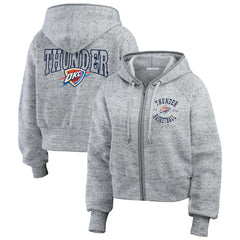Heather Gray Oklahoma City Thunder WEAR by Erin Andrews Women's Speckled Radiator Full-Zip Hoodie | NBA