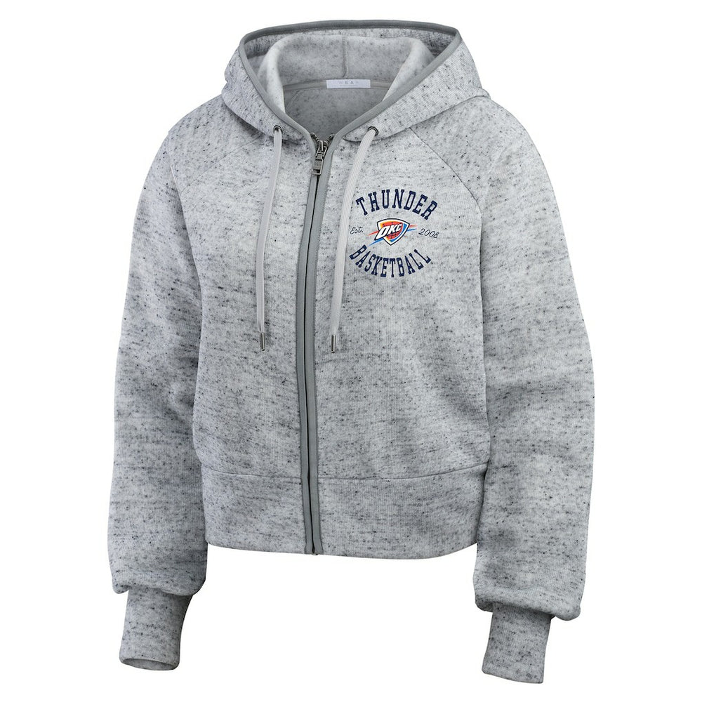 Heather Gray Oklahoma City Thunder WEAR by Erin Andrews Women's Speckled Radiator Full-Zip Hoodie | NBA