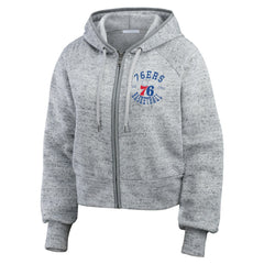 Heather Gray Philadelphia 76ers WEAR by Erin Andrews Women's Speckled Radiator Full-Zip Hoodie | NBA