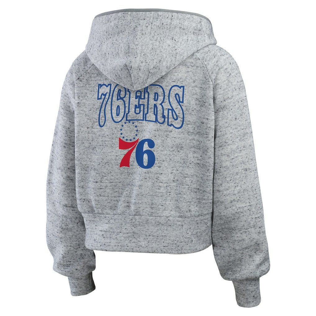 Heather Gray Philadelphia 76ers WEAR by Erin Andrews Women's Speckled Radiator Full-Zip Hoodie | NBA