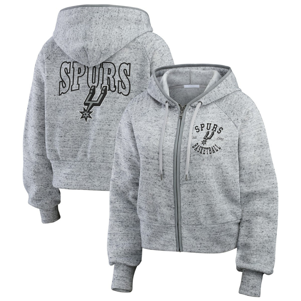 Heather Gray San Antonio Spurs WEAR by Erin Andrews Women's Speckled Radiator Full-Zip Hoodie | NBA