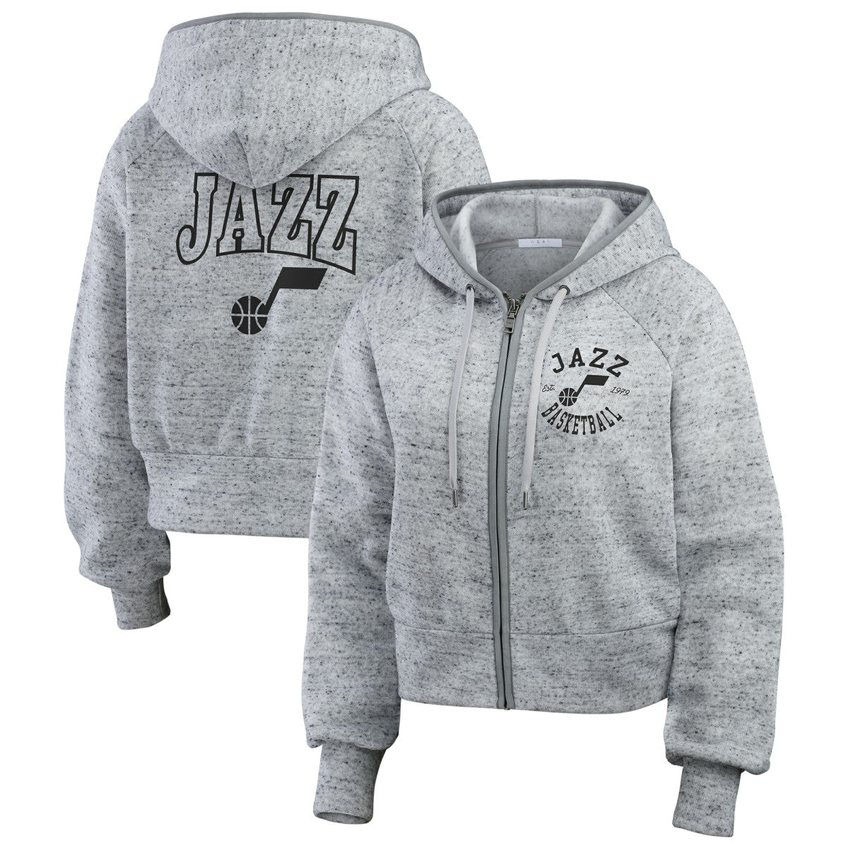 Heather Gray Utah Jazz WEAR by Erin Andrews Women's Speckled Radiator Full-Zip Hoodie | NBA