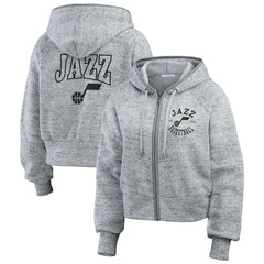 Heather Gray Utah Jazz WEAR by Erin Andrews Women's Speckled Radiator Full-Zip Hoodie | NBA