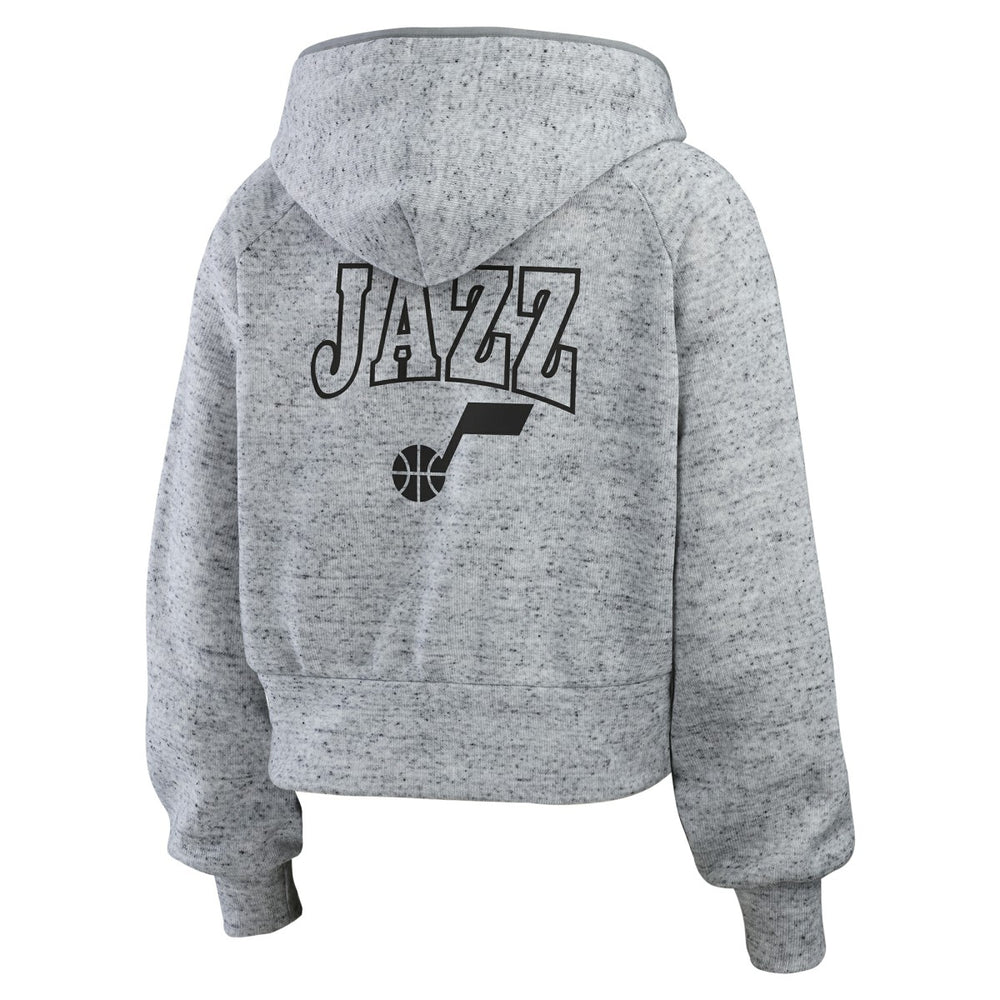 Heather Gray Utah Jazz WEAR by Erin Andrews Women's Speckled Radiator Full-Zip Hoodie | NBA