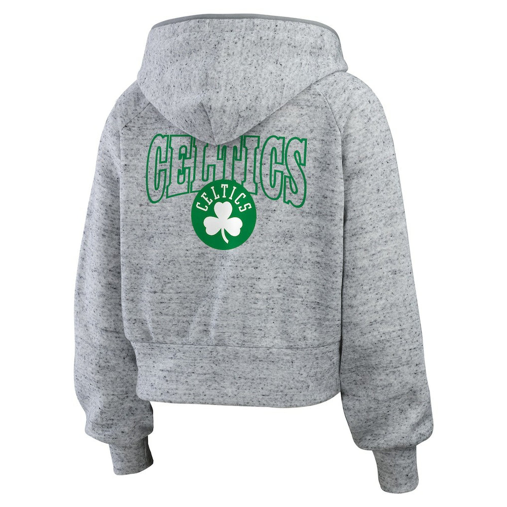 Heather Gray Boston Celtics WEAR by Erin Andrews Women's Speckled Radiator Full-Zip Hoodie | NBA