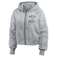 Heather Gray Brooklyn Nets WEAR by Erin Andrews Women's Speckled Radiator Full-Zip Hoodie | NBA