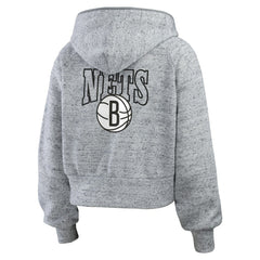 Heather Gray Brooklyn Nets WEAR by Erin Andrews Women's Speckled Radiator Full-Zip Hoodie | NBA